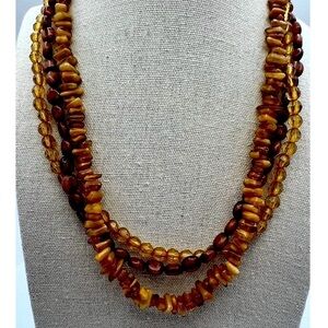 Vintage Multi-Strand Beaded Necklace With Agate Chips